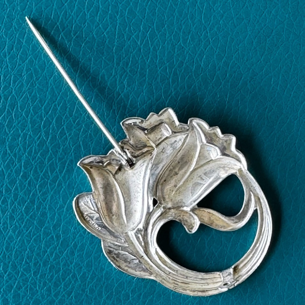 VTG Art Nouveau Style Marked Sterling Silver Tulip Brooch Pin Great Condition! - Picture 9 of 10